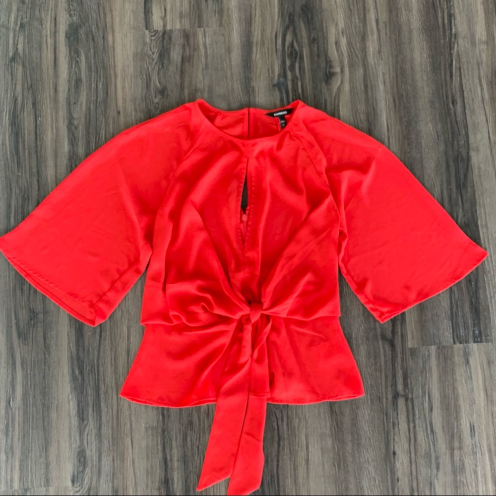NEW! Express Red Tie Blouse